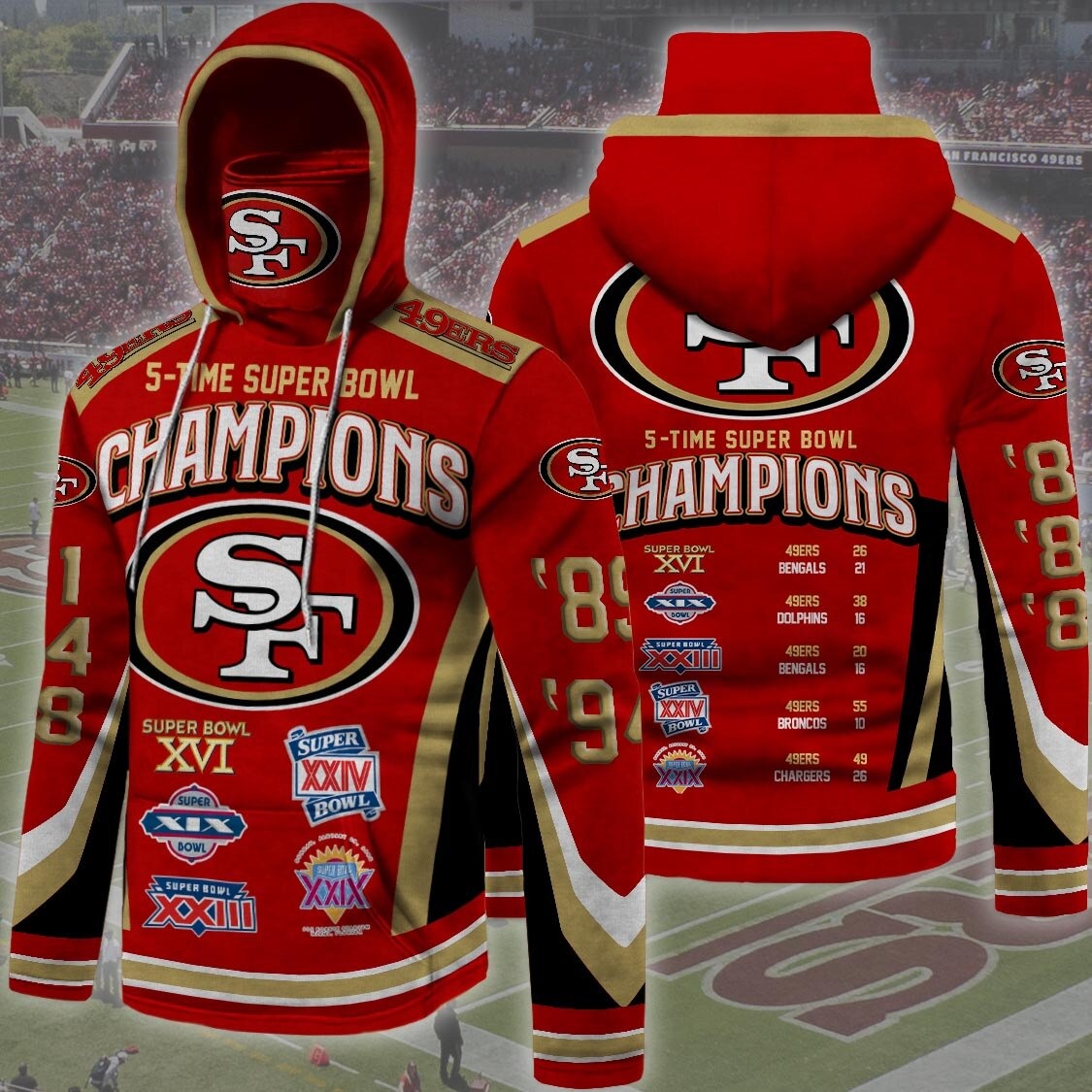 San Francisco 49ers Hoodie Super Bowl Champions 5 times style #2 for fans -  89 Sport shop